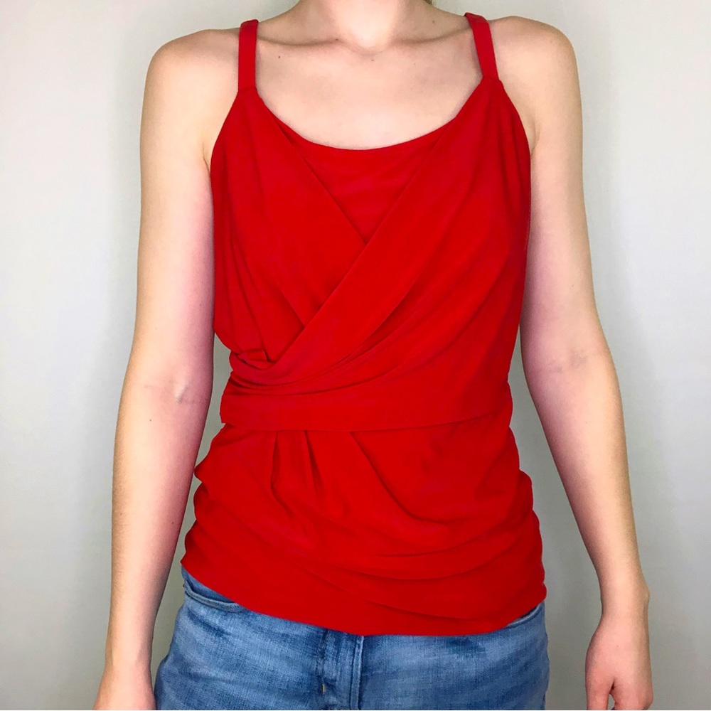 45 White House Black Market Blouse Drape Evening Date Night Top Stretch Trendy